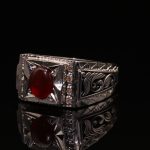 انگشتر مردانه نقره عقیق یمنی سرخ کد 11955