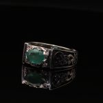 انگشتر مردانه نقره زمرد زامبیا کد 11857