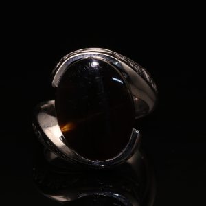 انگشتر مردانه نقره عقیق یمنی مشکی کد 11827