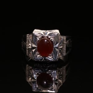 انگشتر مردانه نقره عقیق یمنی سرخ کد 11839