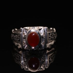انگشتر مردانه نقره عقیق یمنی سرخ کد 11355
